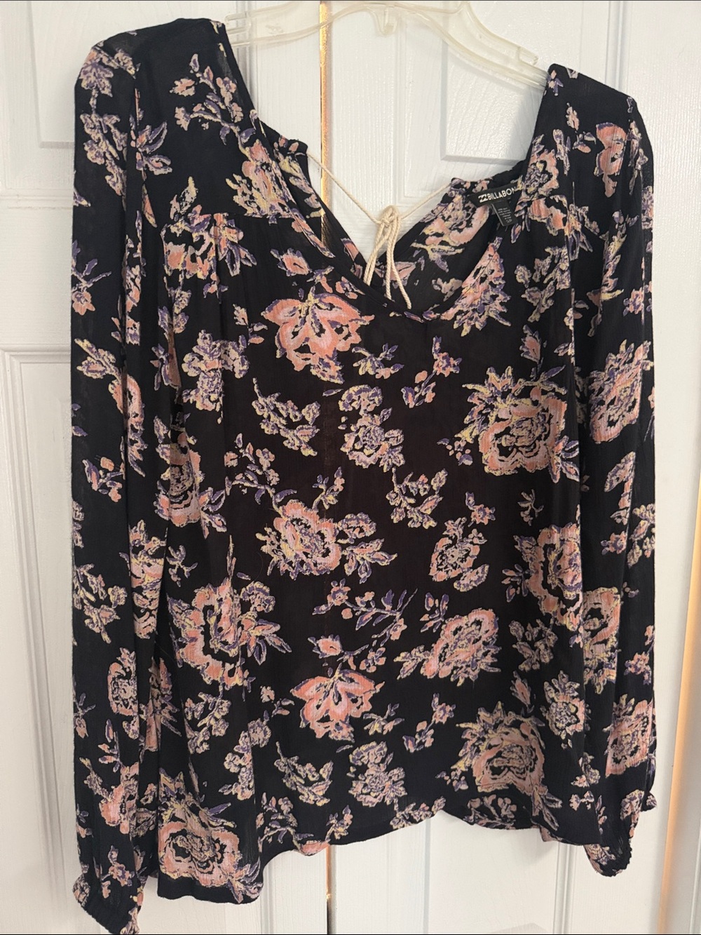 Billabong Black Floral Long Sleeve Blouse
